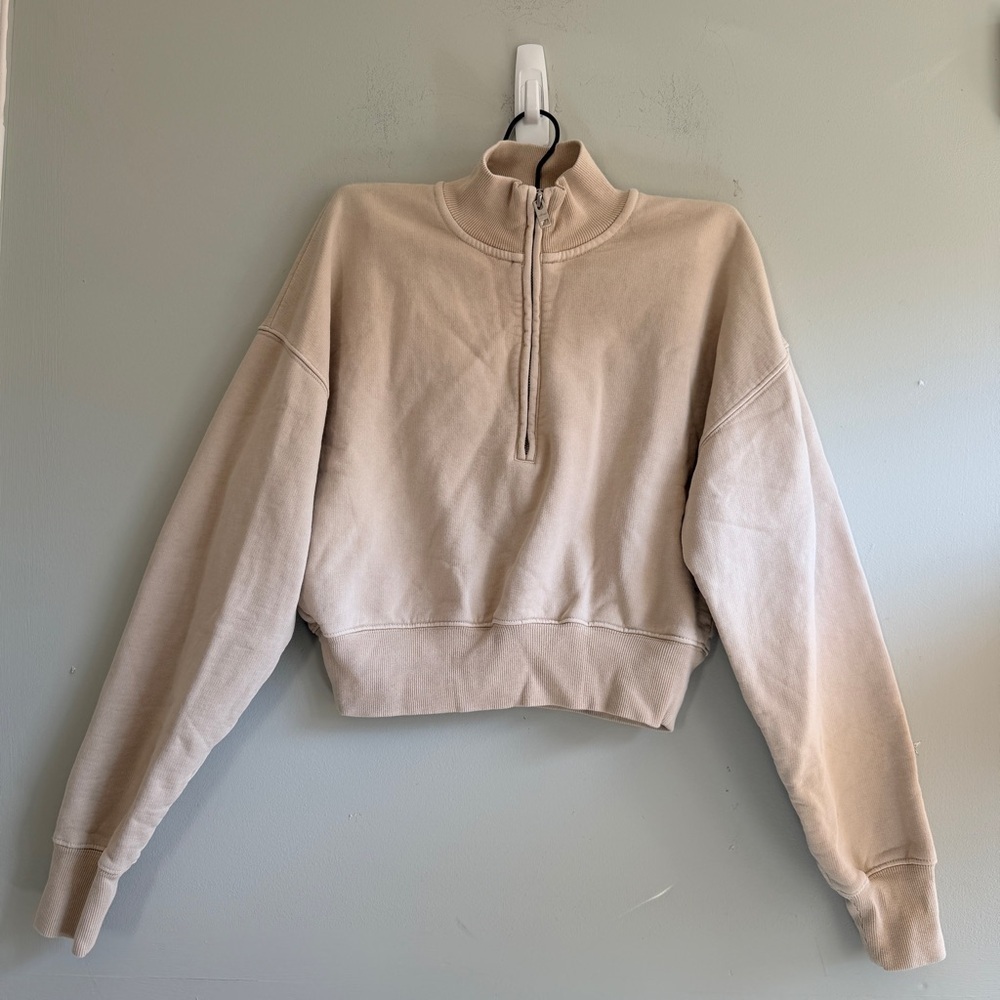 Wilfred Free Cream Quarter-Zip Sweatshirt Size XS